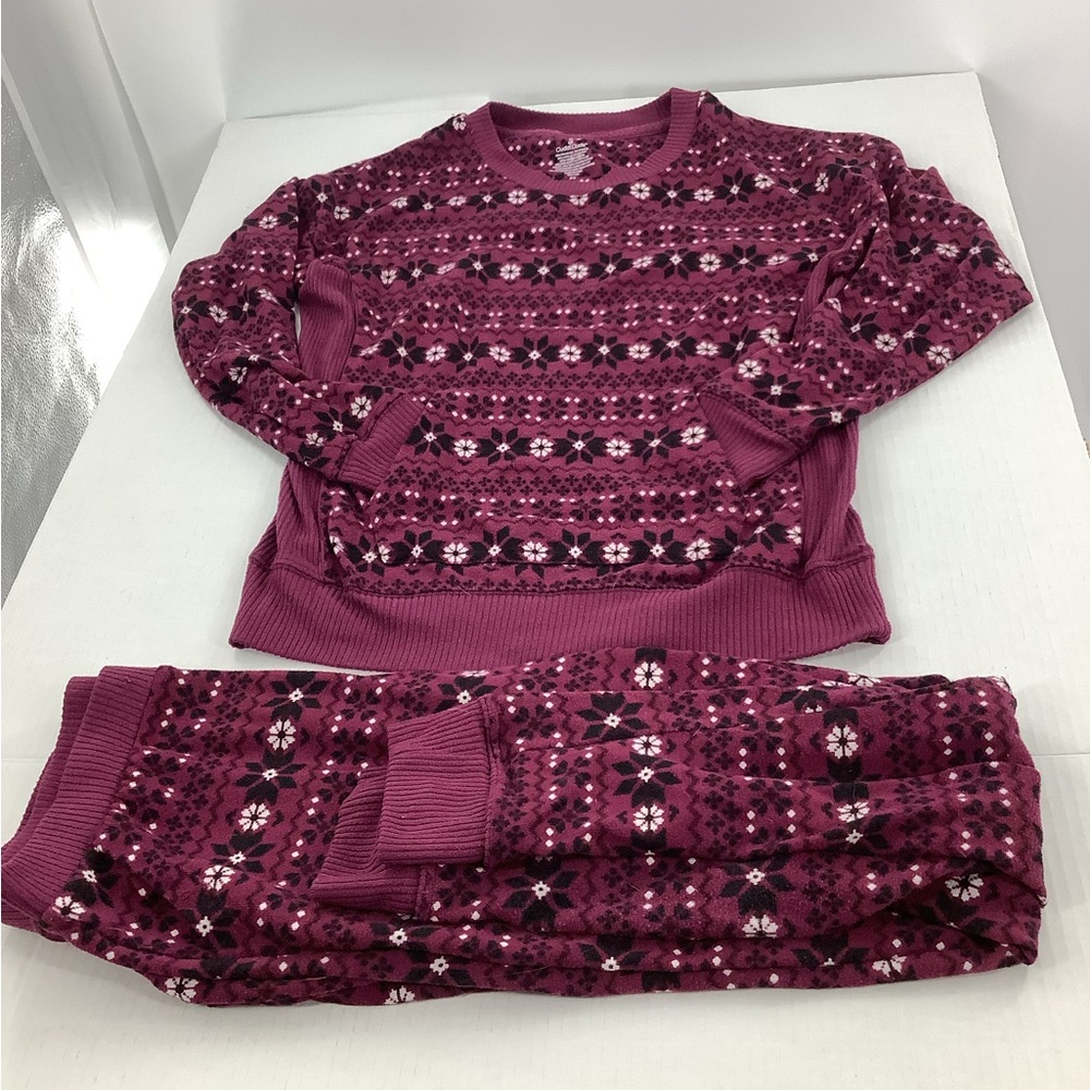 Cuddl Duds Pajama Set Womens XS Multi-Color Kangaroo Pocket Long SLV Lounge Set